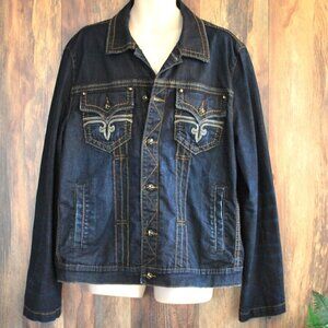 Rock Revival Acid Dark Washed Denim Jean Jacket Men's XXL
